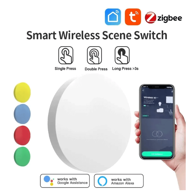 Smart Home Google - ทูยา ซิกบีปุ่มไร้สายอัจฉริยะ สวิตช์ฉากต่างๆ ควบคุมผ่านแอป Smart Life