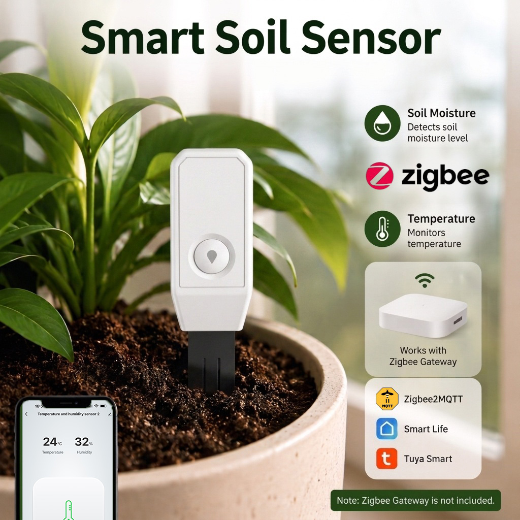 Smart Home Mqtt - เซ็นเซอร์วัดความชื้นในดิน Zigbee เครื่องวัดความชื้นและอุณหภูมิในดิน เครื่องวัดตรวจสอบดินสำหรับต้นไม้ รองรับแอป TUYA
