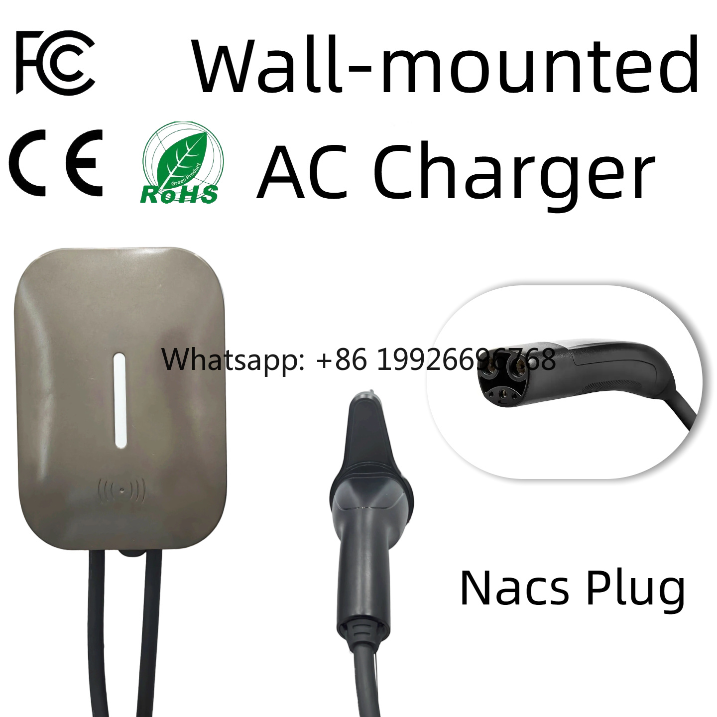 Smart Home Ac - เครื่องชาร์จรถยนต์ไฟฟ้าแบบติดผนัง NACS รุ่นใหม่ 250V 12KW รองรับ