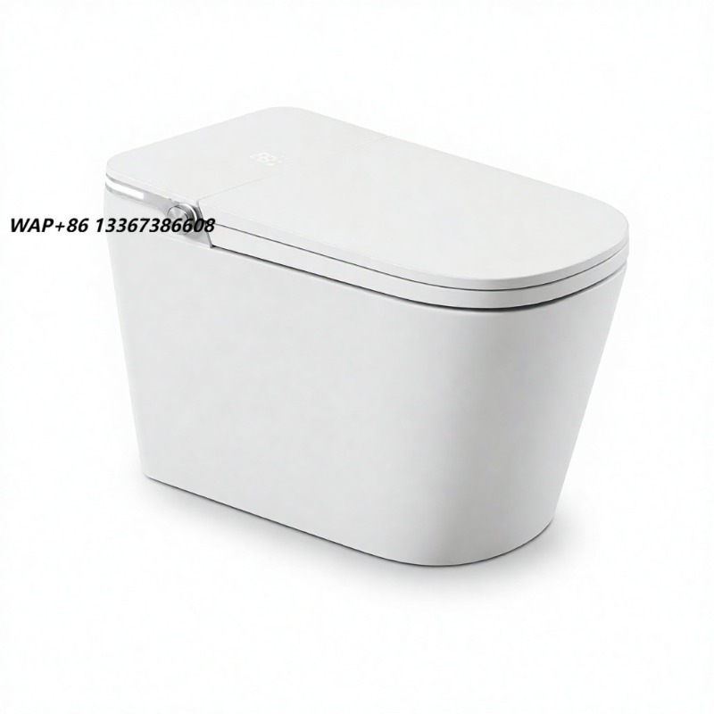 Smart Home Controller - โถสุขภัณฑ์อัจฉริยะสีขาว ทรงสี่เหลี่ยม ติดตั้งบนพื้น พร้อมที่นั่งอุ่น ระบบเซ็นเซอร์เท้า ควบคุมผ่านแอป