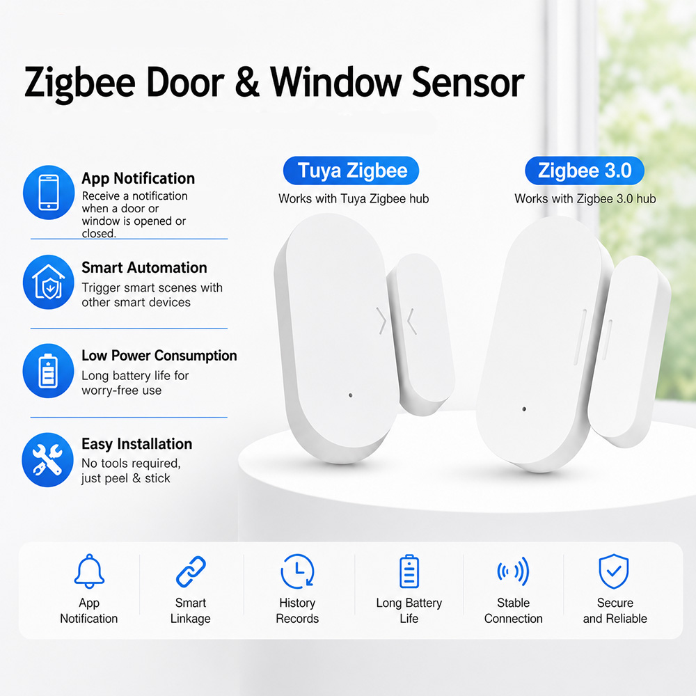 Smart Home Yandex - เซ็นเซอร์ประตูหน้าต่าง Zigbee UZ-5D ใช้งานร่วมกับ SmartLife ทำงานร่วมกับ