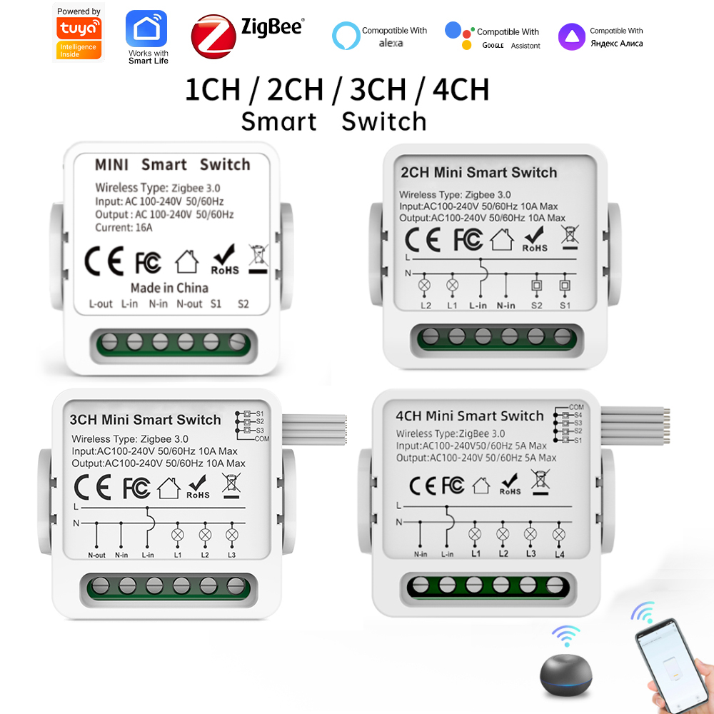 Smart Home Simple - สวิตช์อัจฉริยะ Tuya Zigbee 3.0 แบบ 1/2/3/4