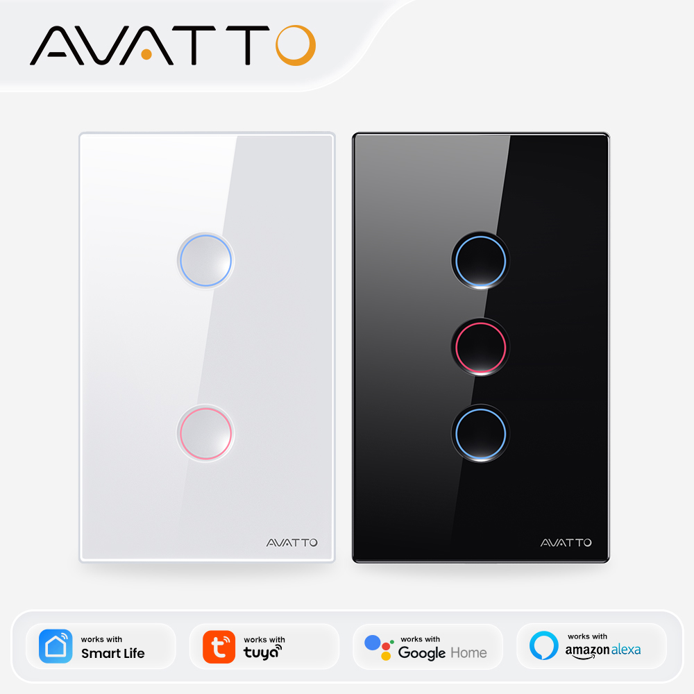 Smart Home Google - AVATTO 1/2/3/4 Gang ZigBee สวิตช์ไฟอัจฉริยะไร้สายแบบติดผนัง สวิตช์แบบสัมผัส