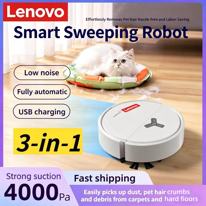Smart Home Ac - เลอโนโว หุ่นยนต์ดูดฝุ่นอัจฉริยะ 3-in-1 กำลังดูด 4000Pa สำหรับพรม