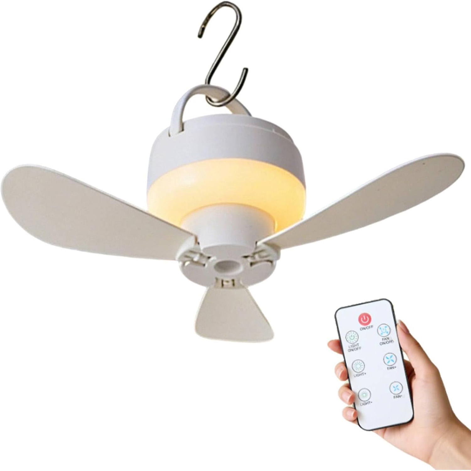 Smart Ceiling Fan - ไฟพัดลมเพดานแบบหรี่แสงได้ขนาด 5.51 นิ้ว ทำงานเงียบ ไฟพัดลมแบบชาร์จ USB