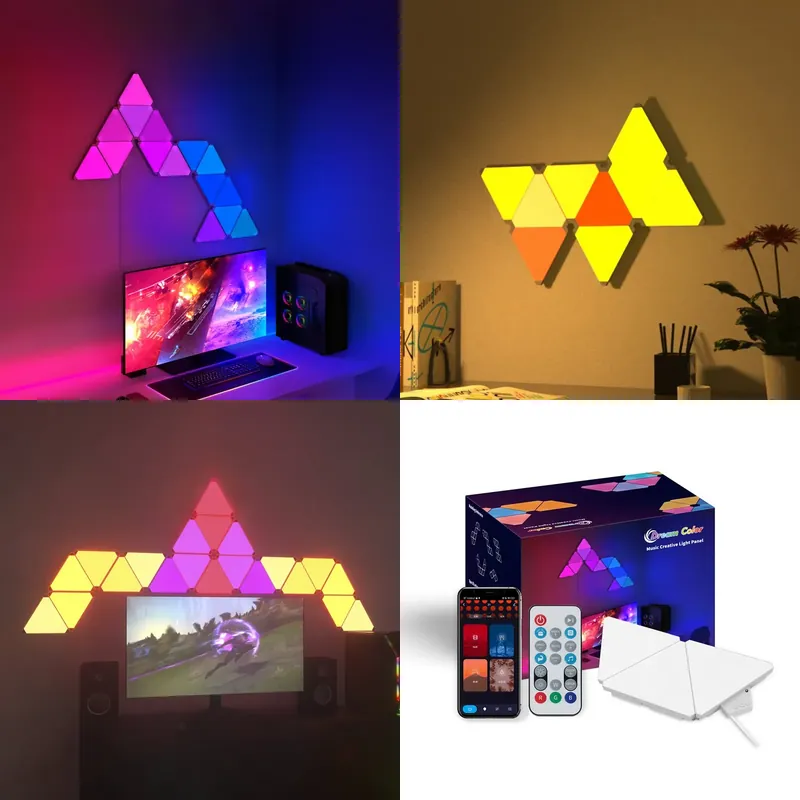 Smart Home Google - ไฟติดผนังรูปสามเหลี่ยม Banqcn สำหรับเล่นเกมส์ ไฟ RGB สำหรับห้องนอน