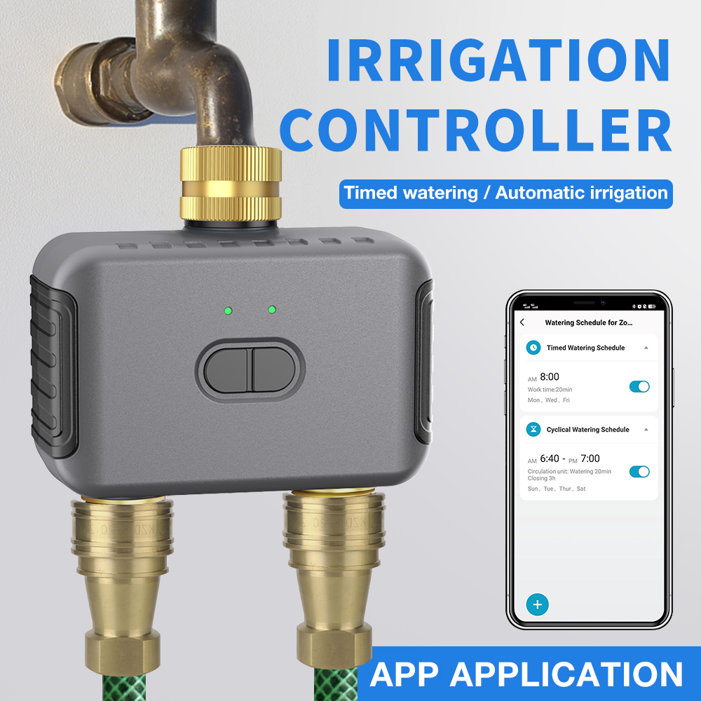 Smart Home Google - Tuya 2 โซนรดน้ําจับเวลาสวนชลประทานอัตโนมัติ Controller ระบบรดน้ําหยด Sprinkler
