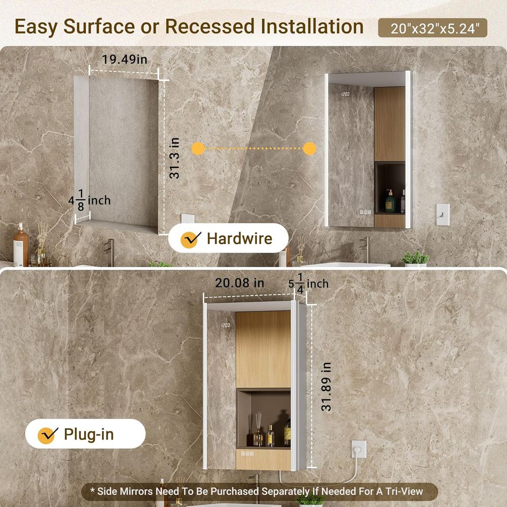 กระจกตู้ยาแบบมีไฟขนาด 20x32 นิ - Smart Home Room บทวิจารณ์และราคา