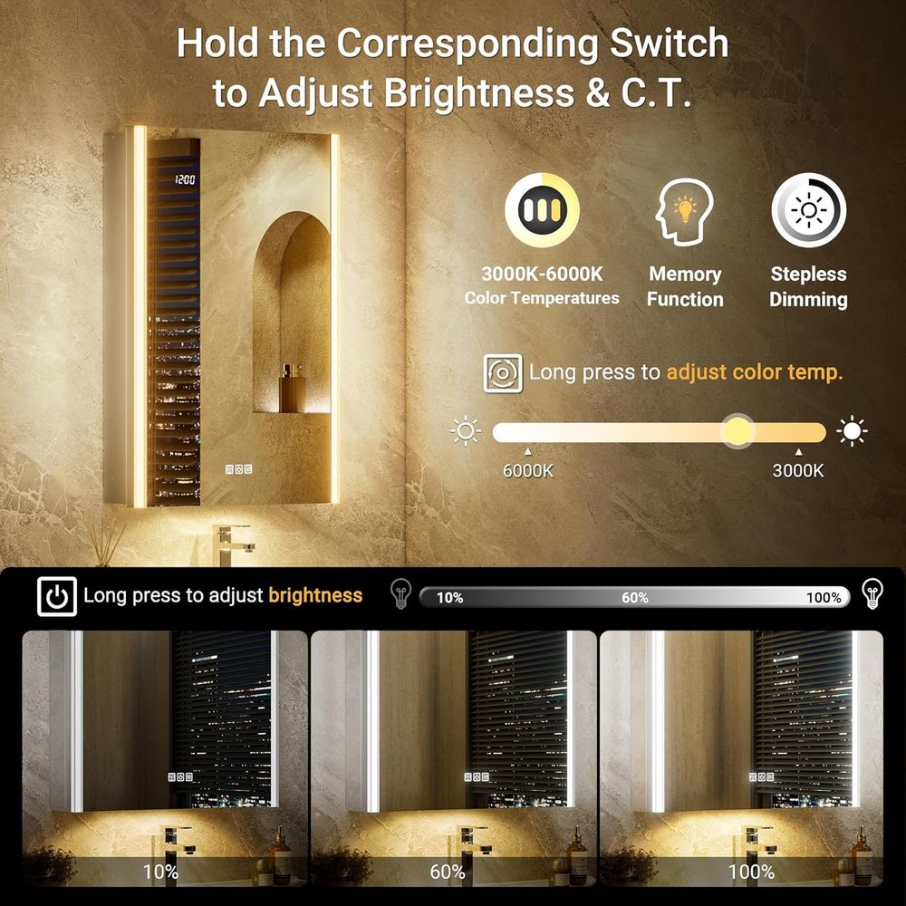 กระจกตู้ยาแบบมีไฟขนาด 20x32 นิ - Smart Home Room บทวิจารณ์และราคา