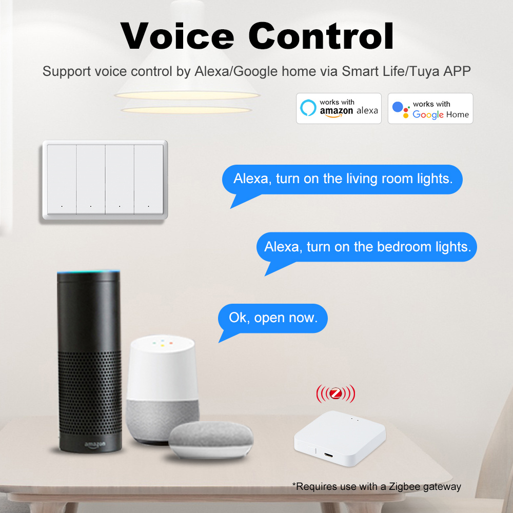 สวิตช์อัจฉริยะ Manhot Zigbee ไ - Smart Home Google บทวิจารณ์และราคา