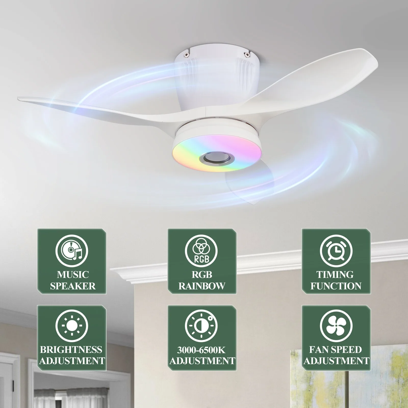 พัดลมเพดานอัจฉริยะพร้อมไฟ RGB  - Smart Ceiling Fan บทวิจารณ์และราคา